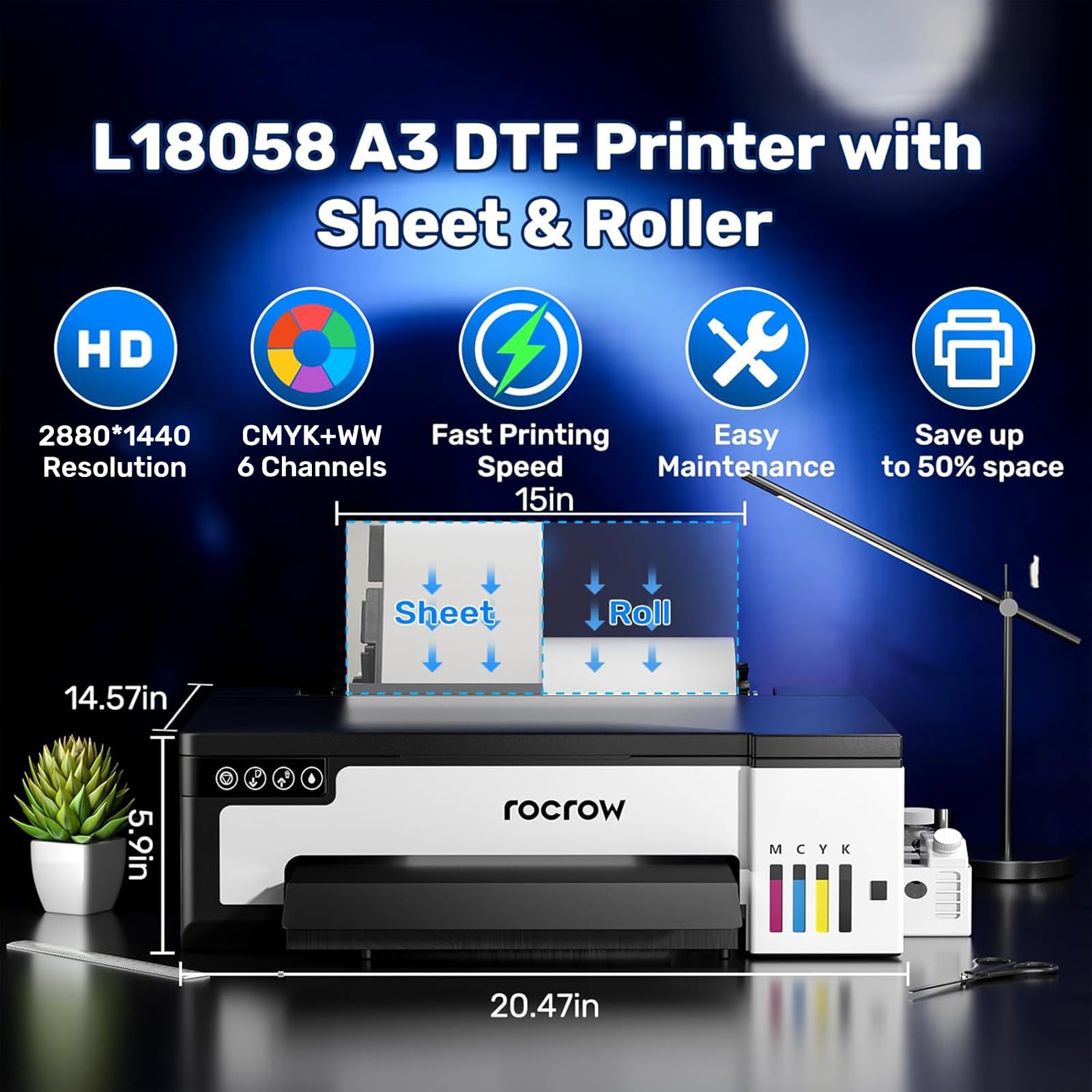Amazon.com: RocRow InkSonic L13 DTF Printer with XP600 Printhead